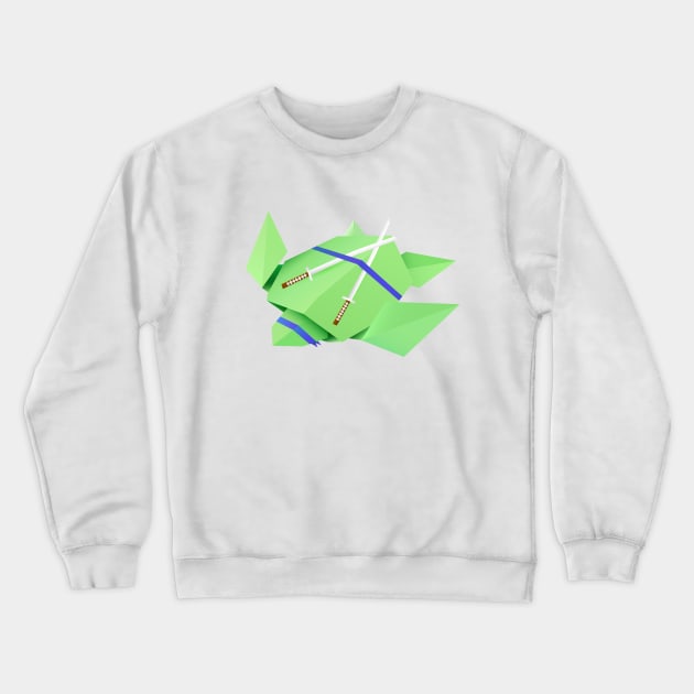 Origami ninja turtle Leonardo Crewneck Sweatshirt by RARA_AVIS